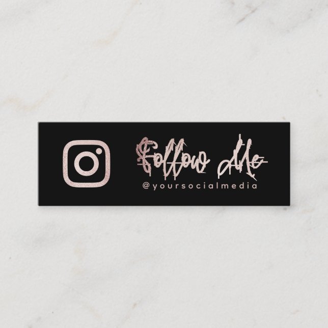 Carte De Visite Mini Rose Gold Suivre les médias sociaux QR Code (Devant)