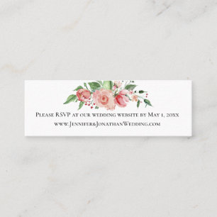 Carte De Visite Mini Rose Mariage d'aquarelle rose simple RSVP