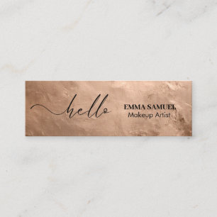 Carte De Visite Mini Rose or Foil Élégant Bonjour Calligraphie minimale
