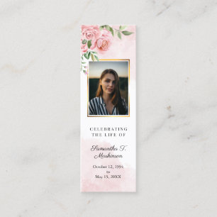 Carte De Visite Mini Rose rose floral photo Signet aquarelle