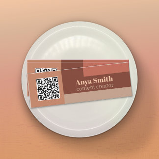 Carte De Visite Mini Rosy Pink & Neutrals QR Code - Créateur de contenu