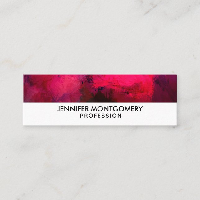 Carte De Visite Mini Rouge foncé et violet Gras & Abstrait moderne (Devant)