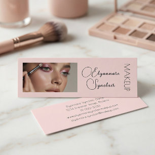 Carte De Visite Mini Rouge Foncé Rose Script Photo Maquillage Mini 