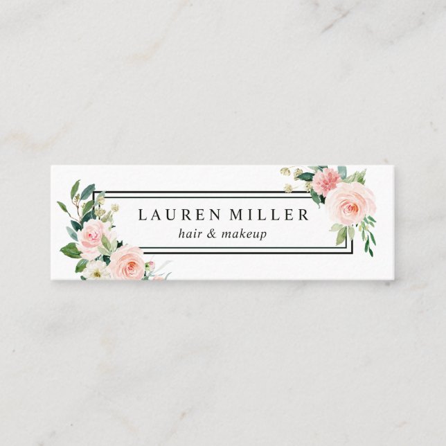 Carte De Visite Mini Rougissent la fleur rose d'aquarelle (Devant)