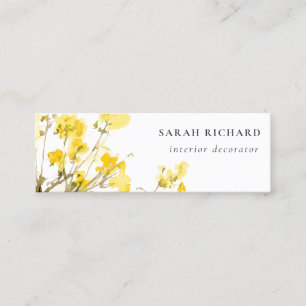 Carte De Visite Mini Rustique Jaune Aquarelle Fleur sauvage Boho Floral