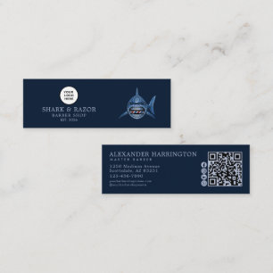 Carte De Visite Mini Salon de coiffure Steel Shark Code QR Icônes socia