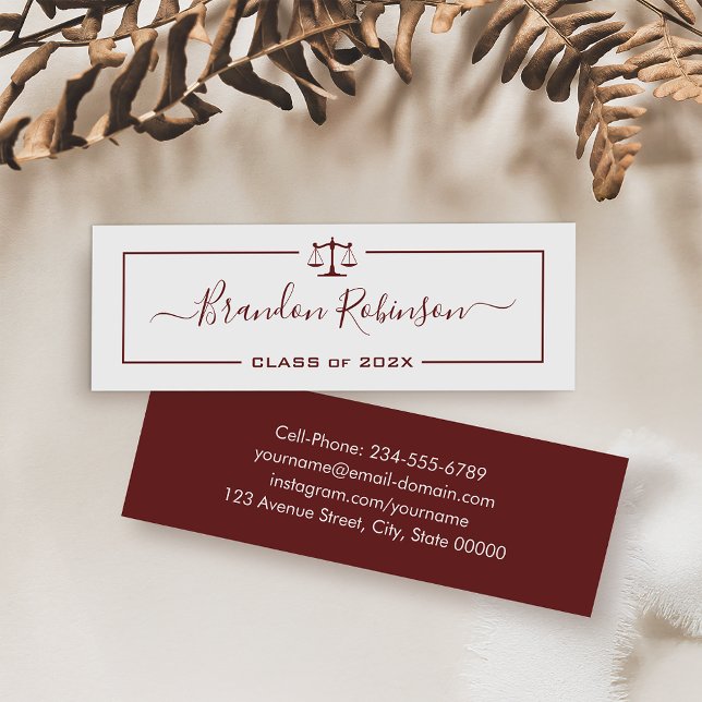 Carte De Visite Mini Scales rouges sombres de justice Étudiant de l'éco (Créateur téléchargé)