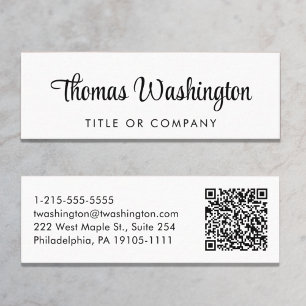 Carte De Visite Mini Script élégant de code QR professionnel