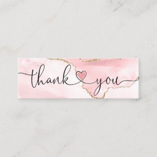 Carte De Visite Mini script moderne blush rose coeur merci pour l'ordre