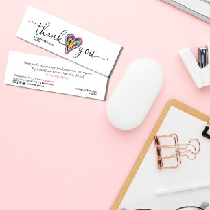 Carte De Visite Mini script moderne coeur unique merci pour l'ordre