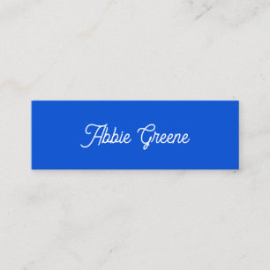 Carte De Visite Mini Script rétro moderne bleu Cobalt