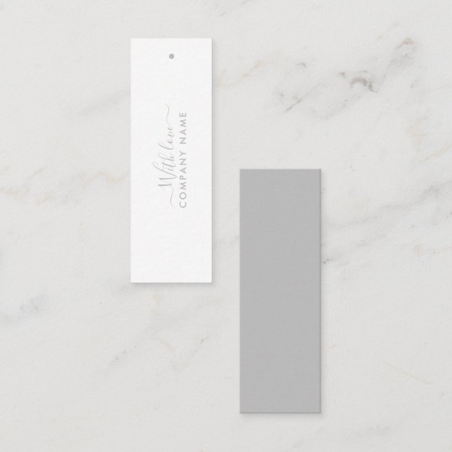 Carte De Visite Mini Script simple - Balises cadeaux argent et blanc (Devant / Derrière)