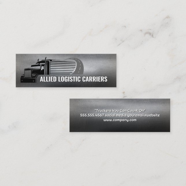 Carte De Visite Mini Semi Truck Trailer sur la route | Transport (Devant / Derrière)