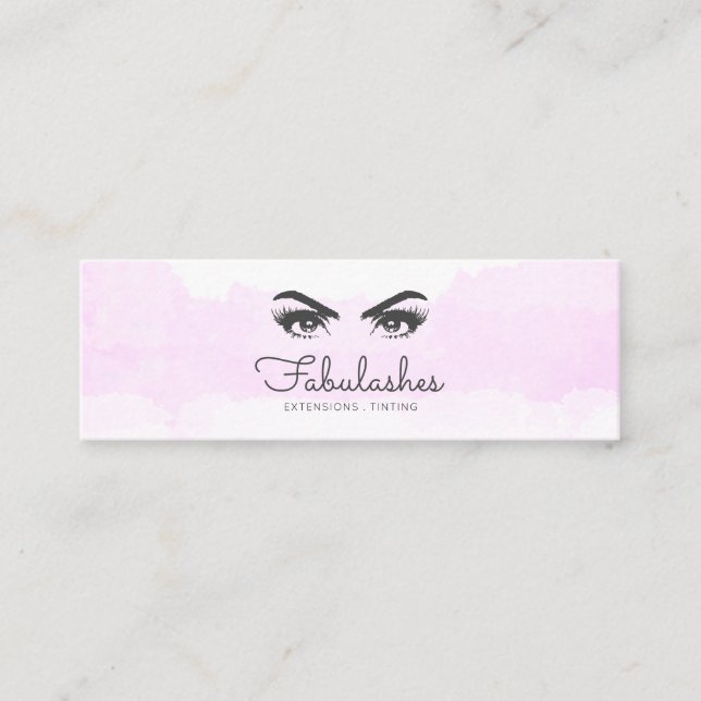 Carte De Visite Mini Service Eyelash Artist de maquillage blanc rose (Devant)