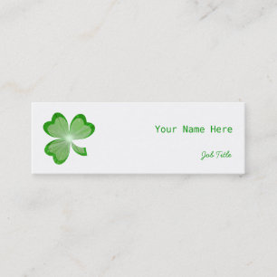 Carte De Visite Mini Shamrock Blanc côté maigre vert dos
