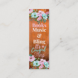 Carte De Visite Mini signet floral Cowgirl Rust Pink & Aqua