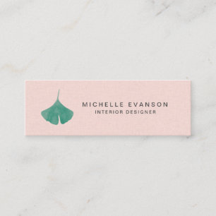 Carte De Visite Mini Simple Blush rose Ginkgo Nature