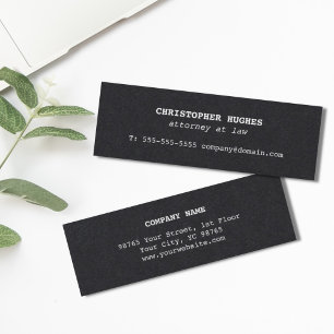 Carte De Visite Mini Simple minimaliste Elegant noir Procureur blanc