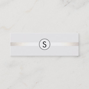 Carte De Visite Mini Simple moderne Monogramme Argent rayé blanc