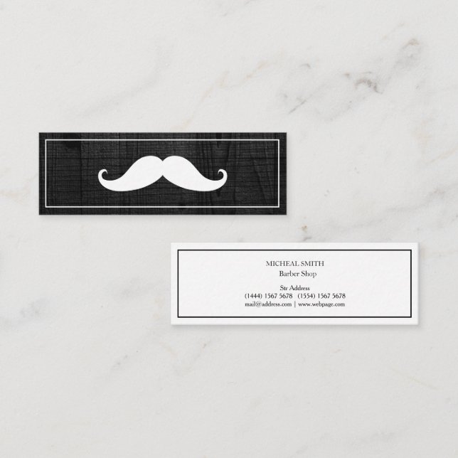 Carte De Visite Mini Simple moderne Moustache Barber Shop Mini (Devant / Derrière)