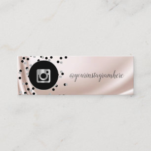 Carte De Visite Mini Simple moderne Noir, Points, Instagram Argent