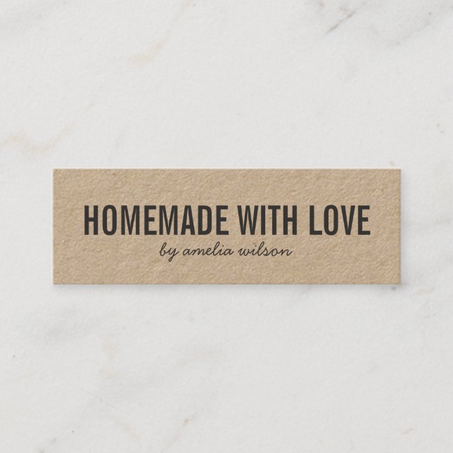 Carte De Visite Mini Simple Stylish Rustic Homemade with Love Kraft (Devant)