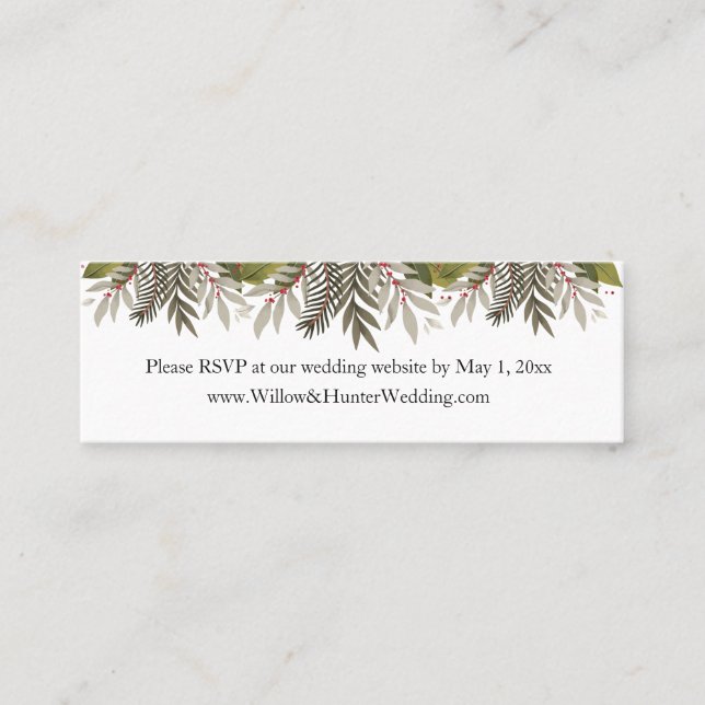 Carte De Visite Mini Site de Mariage botanique Muet RSVP (Devant)