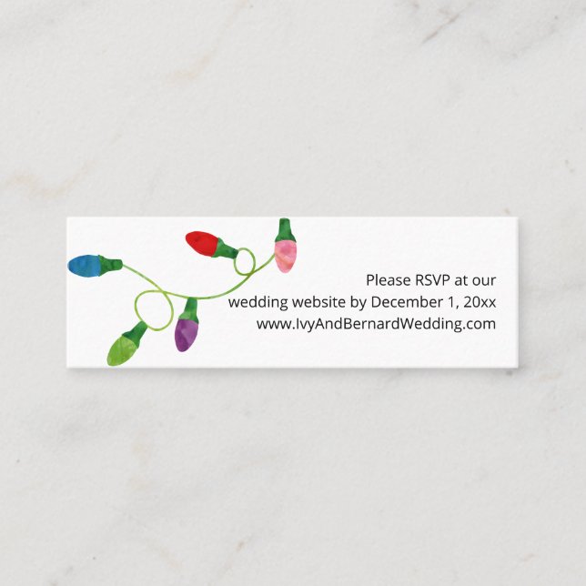 Carte De Visite Mini Site Mariage des lumières de Noël RSVP (Devant)