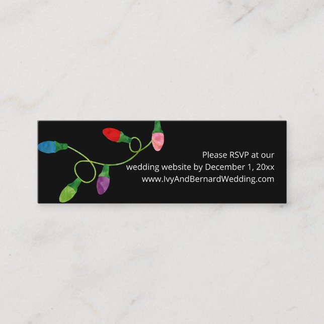 Carte De Visite Mini Site Mariage des lumières de Noël RSVP (Devant)