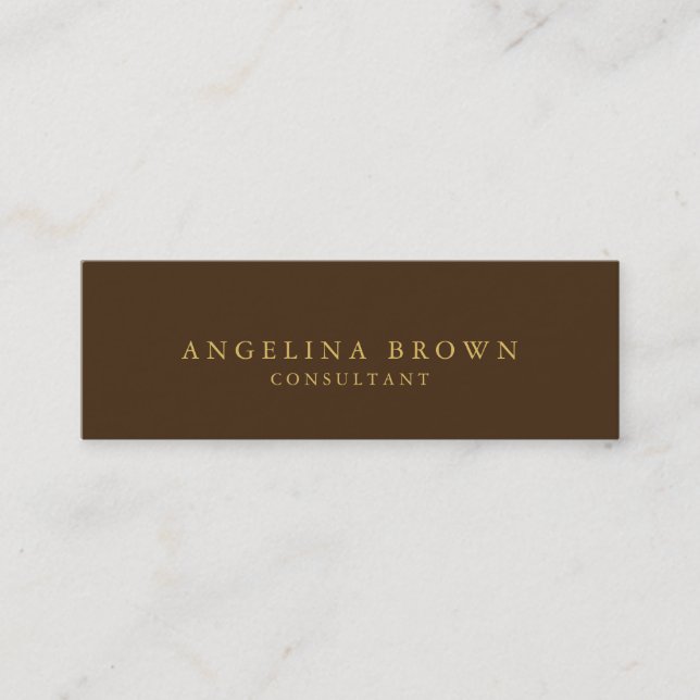 Carte De Visite Mini Skinny Stylish Brown Gold Professional tendance (Devant)