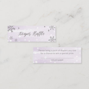 Carte De Visite Mini Snowflakes Silver Grey Baby shower Diaper Raffin