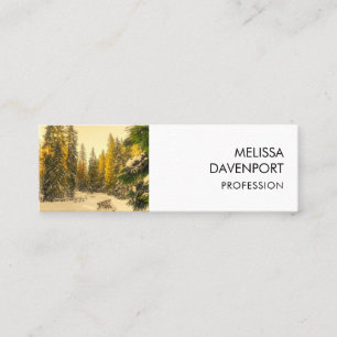Carte De Visite Mini Snowy Winter Path with Pine Trees Photo