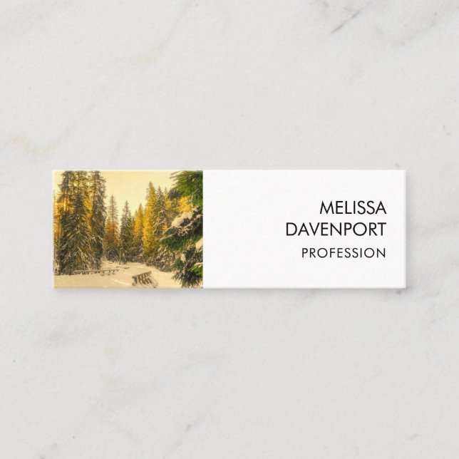 Carte De Visite Mini Snowy Winter Path with Pine Trees Photo (Devant)