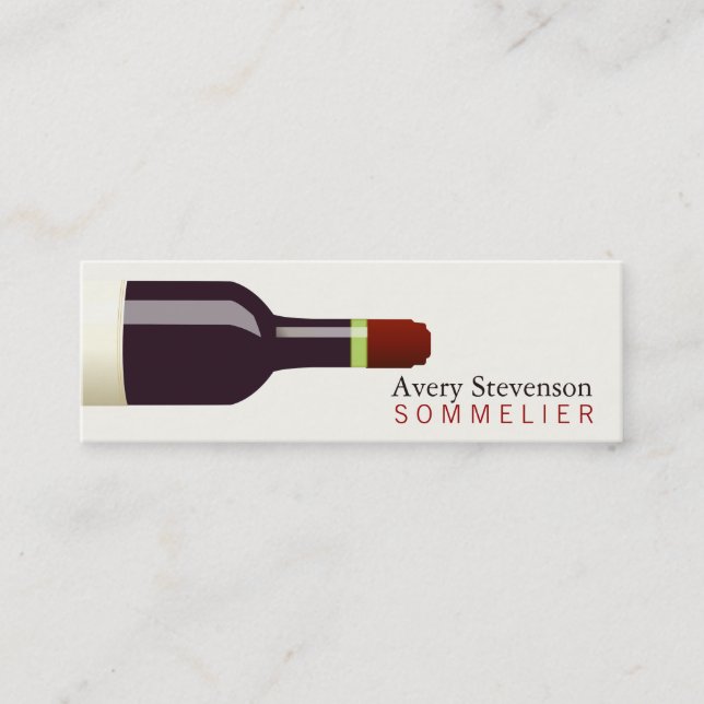 Carte De Visite Mini Sommelier en bouteille de vin rouge (Devant)