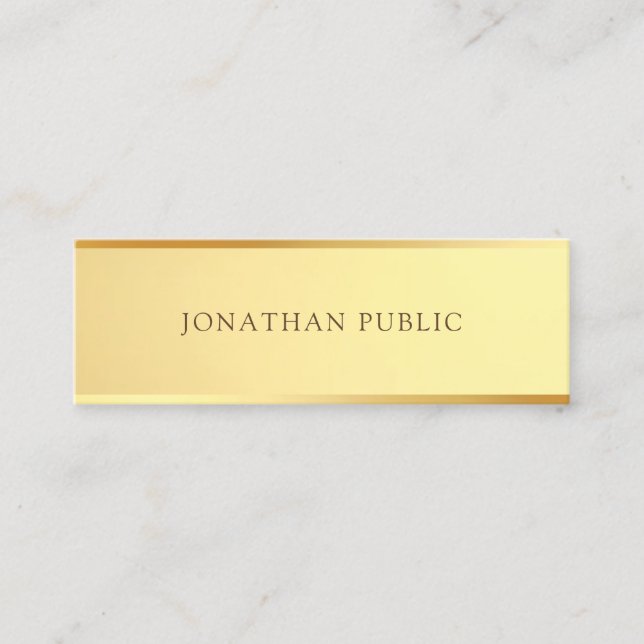 Carte De Visite Mini Sophistiqué Gold Look Modèle Élégant moderne (Devant)