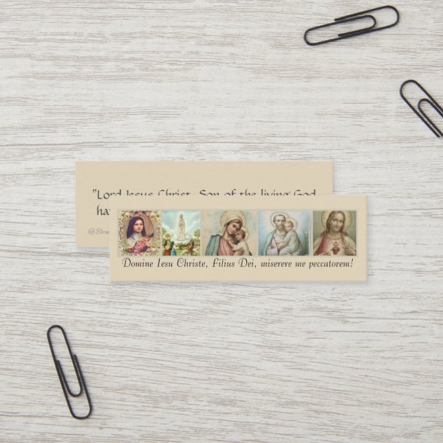 Carte De Visite Mini St Joseph, coeur sacré, Mary, Fatima, Therese (Devant/Arrière en situation)