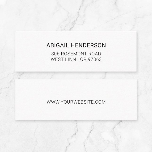 Carte De Visite Mini Style minimaliste moderne noir et blanc Basic 10 | (Modern create your own mini business card template with minimalist typographic design.)
