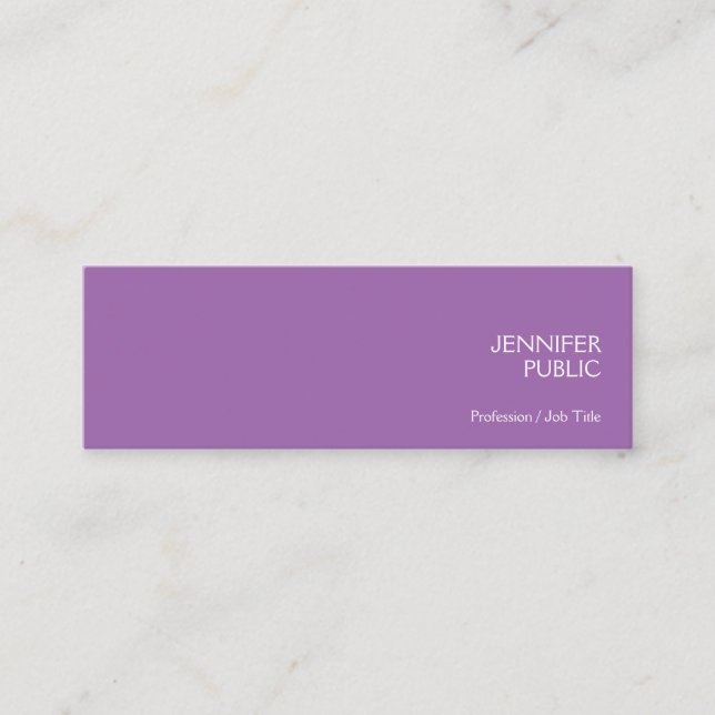 Carte De Visite Mini Style Violet Moderne Professionnel Chic Simple (Devant)