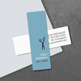 Carte De Visite Mini Stylo minimaliste moderne bleu cheveux blancs