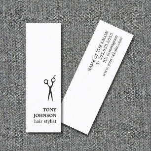 Carte De Visite Mini Stylo minimaliste moderne noir cheveux blancs 