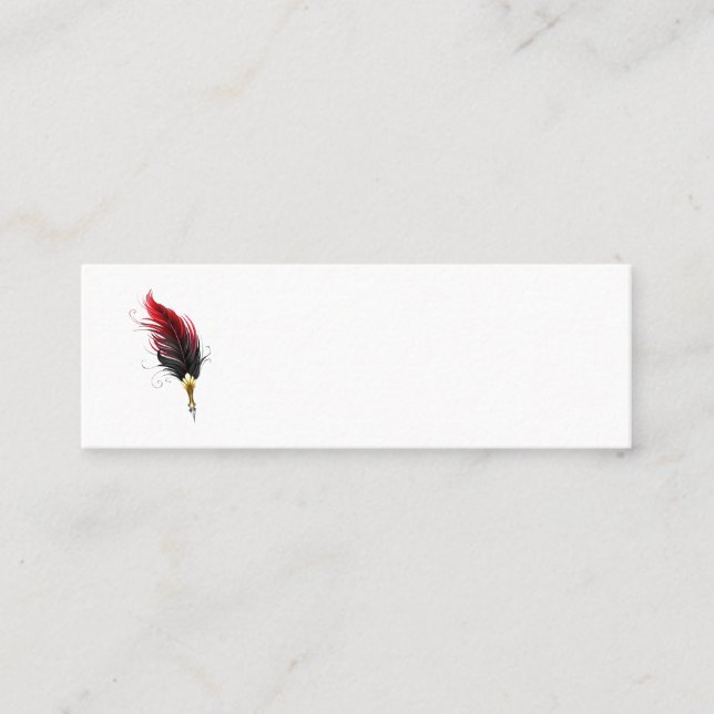 Carte De Visite Mini Stylo rouge en plumes avec nib or (Devant)
