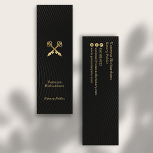 Carte De Visite Mini Stylos Noir & Or Luxe Notaire Public