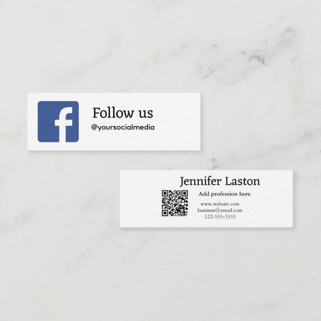 Carte De Visite Mini suivez-nous facebook nom d'utilisateur médias soci (Devant / Derrière)