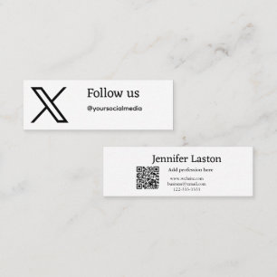 Carte De Visite Mini suivre twitter X nom d'utilisateur médias sociaux 