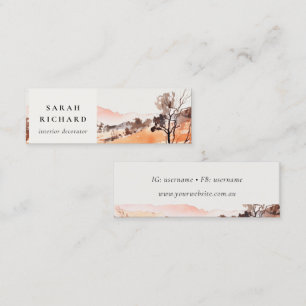 Carte De Visite Mini Sutle Blush Orange Aquarelle Bois Montagne 