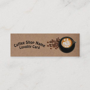 Carte De Visite Mini Tasses à café Kraft rustiques Haricots de café