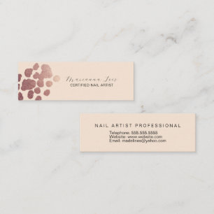 Carte De Visite Mini Technicienne en onglerie Artiste de salon Rose Gol