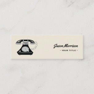 Carte De Visite Mini Téléphone rétro Noir Vieux Style Professionnel