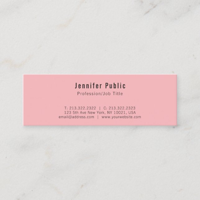 Carte De Visite Mini Tendance Moderne Élégant Pink pur (Devant)