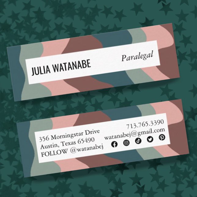 Carte De Visite Mini Terme artisanal rayures ondulées avec des icônes s (Créateur téléchargé)